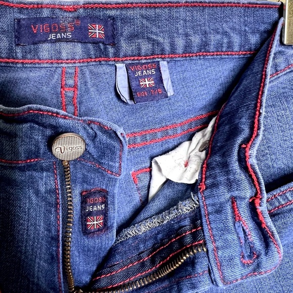 UK Vigoss British Y2K Raw Hem Rare Medium Wash Denim Jeans Women’s 7 / 8 - Picture 10 of 13